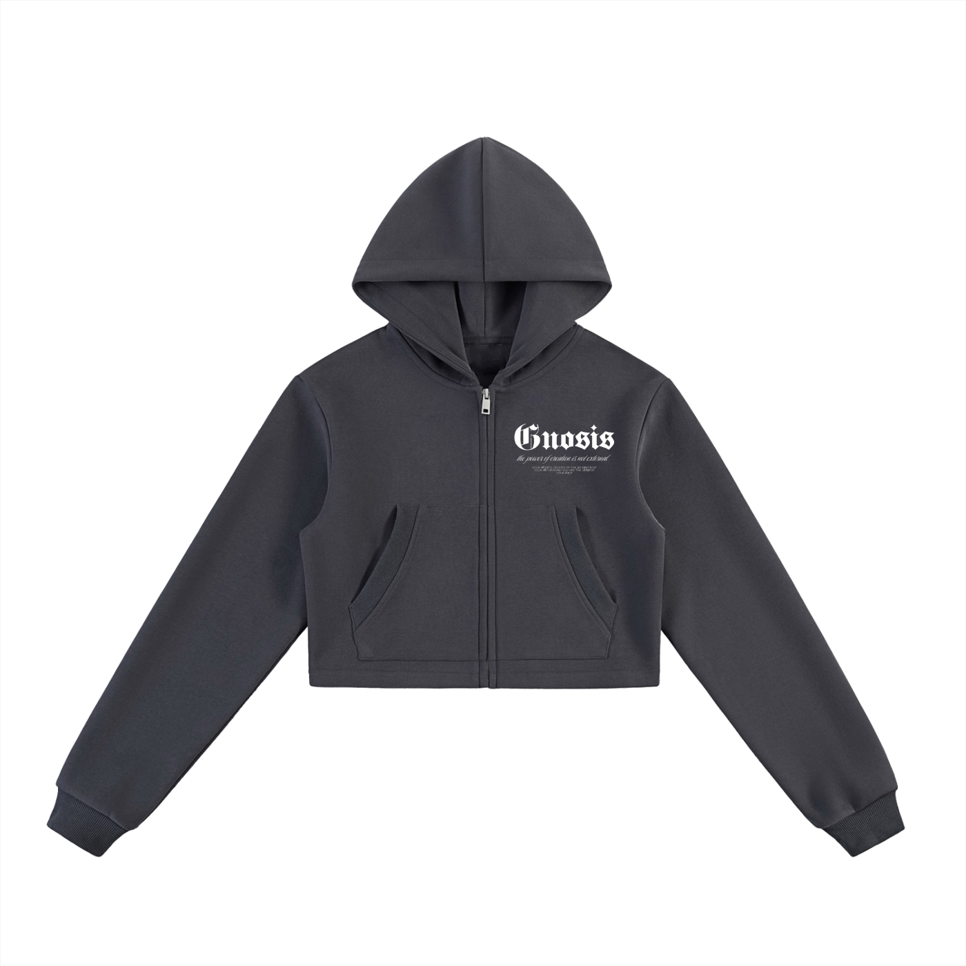 "Gnosis" Cropped Zip-Up Hoodie