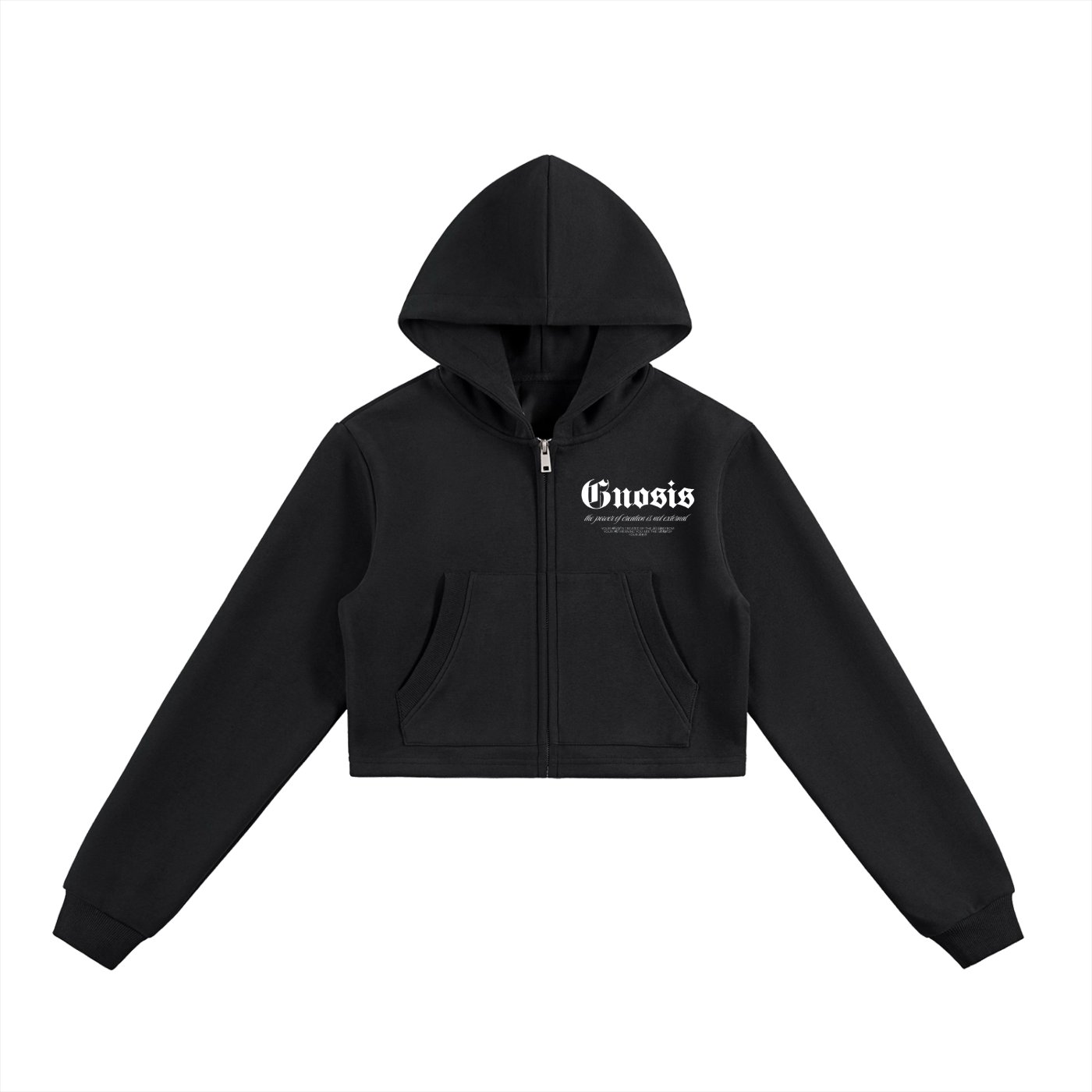 "Gnosis" Cropped Zip-Up Hoodie