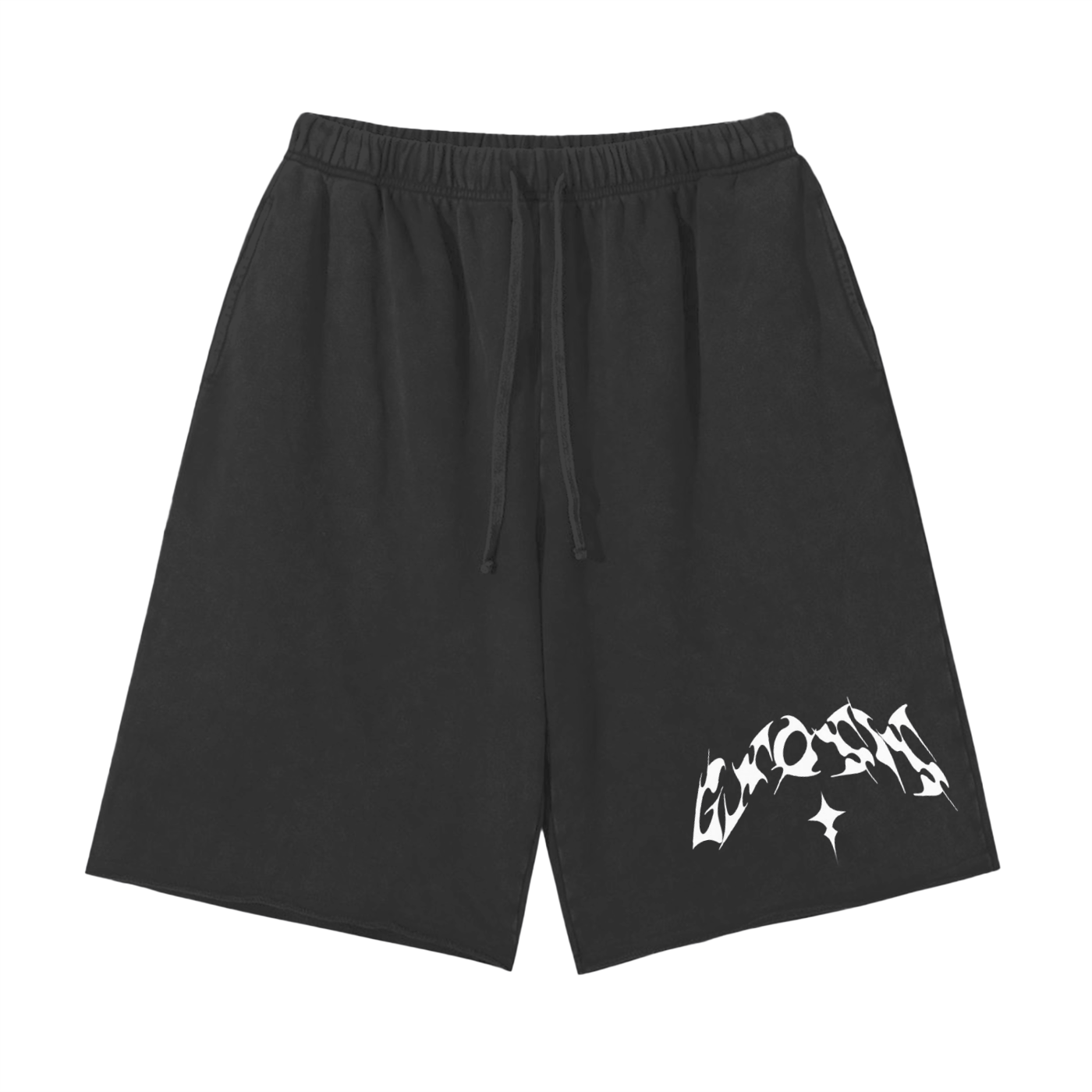 "Jus Gnosis" Raw Hem Shorts