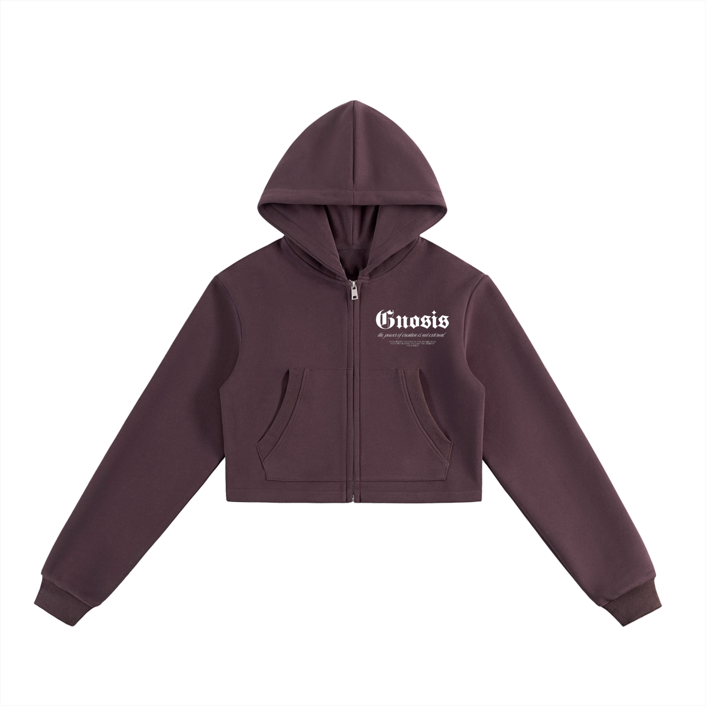 "Gnosis" Cropped Zip-Up Hoodie